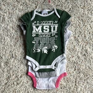 NWOT…. Infants 0 to 3 months Michigan State onesies.